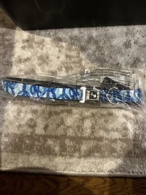 Buckle-Down Seatbelt Dog Collar Adjustable Size Large 1 In Fits 15-26 Peace Sign