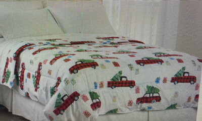 Christmas Comforter Red Truck Wagon 