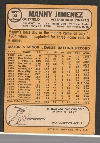 1968 Topps Baseball Cards Scegli una carta a scelta 295-660 EX X-MT 1/25 Set Break - Foto 404 di 490