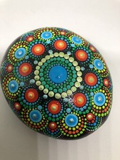 mandala painted stones unique gift popping colors positive energy home decor
