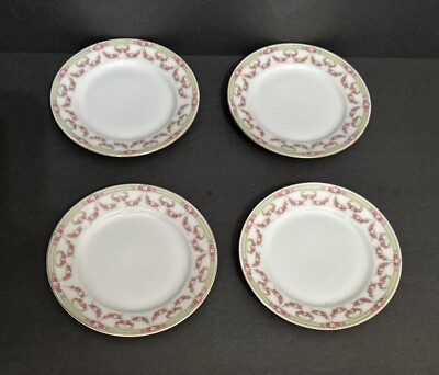 Victorian Royal Schwarzburg c.1900   4pc. Bread Plates   Pink/White Floral RCS5