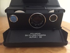 Polaroid SX-70 ALPHA ONE Blue Button with black leather case  new leather skins