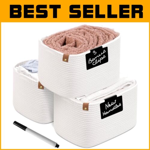 Versatile 3-Pack Cotton Baskets for Organizing Home & Baby Essentials