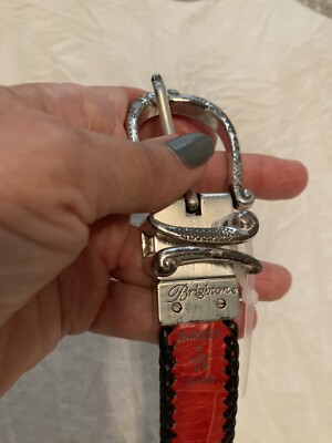 Vintage 90s Brighton Braided Leather Reversible Black Red  display picture 3