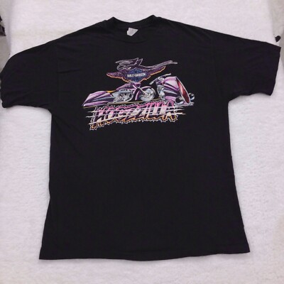 【90s】Harley Davidson big T-shirt old Vtg 80s 90s Harley Davidson Chopper T-shirt Black L/XL