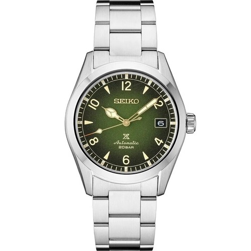 New Seiko Mens Prospex Alpinist Green Dial Stainless Steel Bracelet Watch SPB155