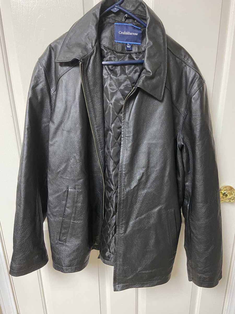 Croft & Barrow 黒 Vintage レザージャケット Vintage Croft and Barrow Leather Jacket M 90s Panelled