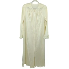 Vintage X Shadowline Nightgown Peignoir Lace Floral Ivory Nylon Made USA Women M