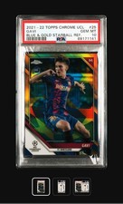 2021-22 Topps Chrome UEFA UCL Gavi Blue & Gold Starball Refractor /75 PSA 10