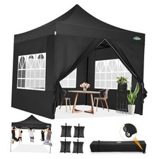  10x10 Pop Up Canopy with Sidewalls Heavy Duty Party Tent with 10x10FT Black