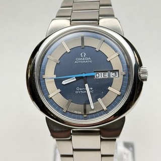 OMEGA DYNAMIC WATCH DAY/DATE c1970 BLUE DIAL STEEL BRACELET