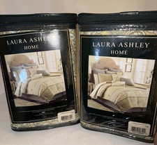 Laura Ashley Curtain Panels sage green and cream design 82 x84