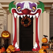 Halloween Creepy Clown Theme Door Banner Horror Clown Decoration Scary