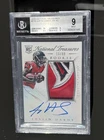 2015 National Treasures JUSTIN HARDY #115 RC SP 15/99 Rookie Patch Auto BGS 9