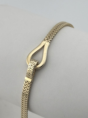 9 kt Gelbgold Damen Haken Armband Fischgrät Stil 7,5 Zoll gepunzt