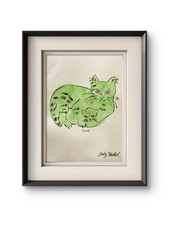 Andy Warhol Drawing Ink And Watercolor On Paper Hand Signed Cat NOT A PRINT