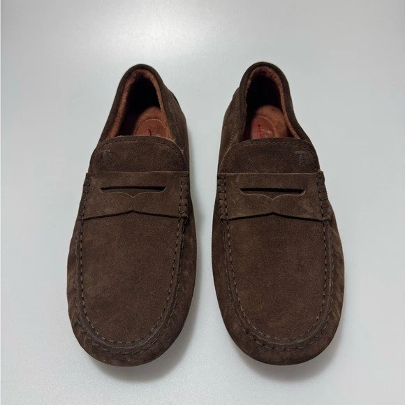 TOD’S Mocassini Tods Gommino scamosciati penny marroni da uomo taglia 8 5