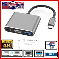 USB-C to HDMI USB-C USB-A 3.0 Adapter Converter 3 in 1 Charger Audio Video 4K HD