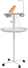 Bird Stand Parrot Stand with Wheels Perches Stainless Steel Feed Bowls Indoor