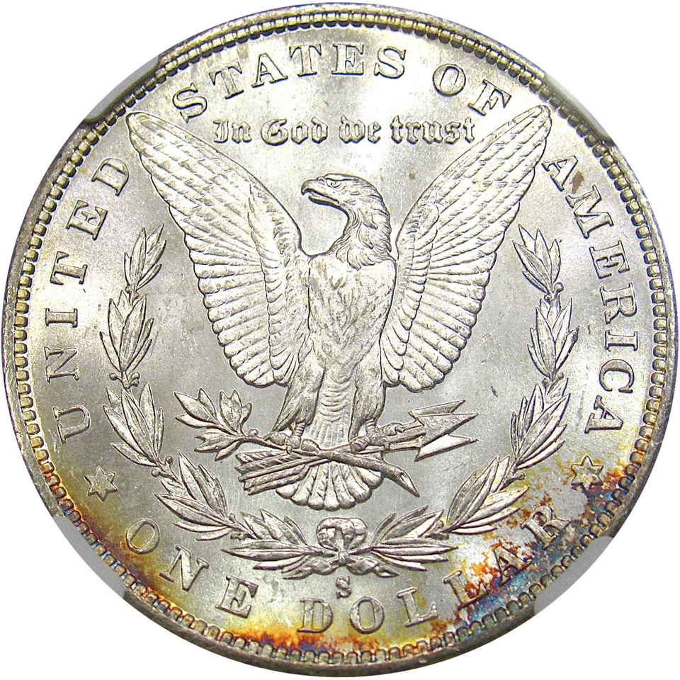 1880-S $1 NGC MS63 MORGAN ~ EXQUISITE RAINBOW OBVERSE! - Image 3 of 4