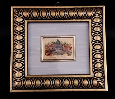 Roma S. Pietro 23K Gold Leaf Italian Framed Miniature Art