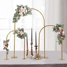 Set of 3 GOLD Metal Floral Chiara Arch Table Centerpiece Rounded Top Wedding