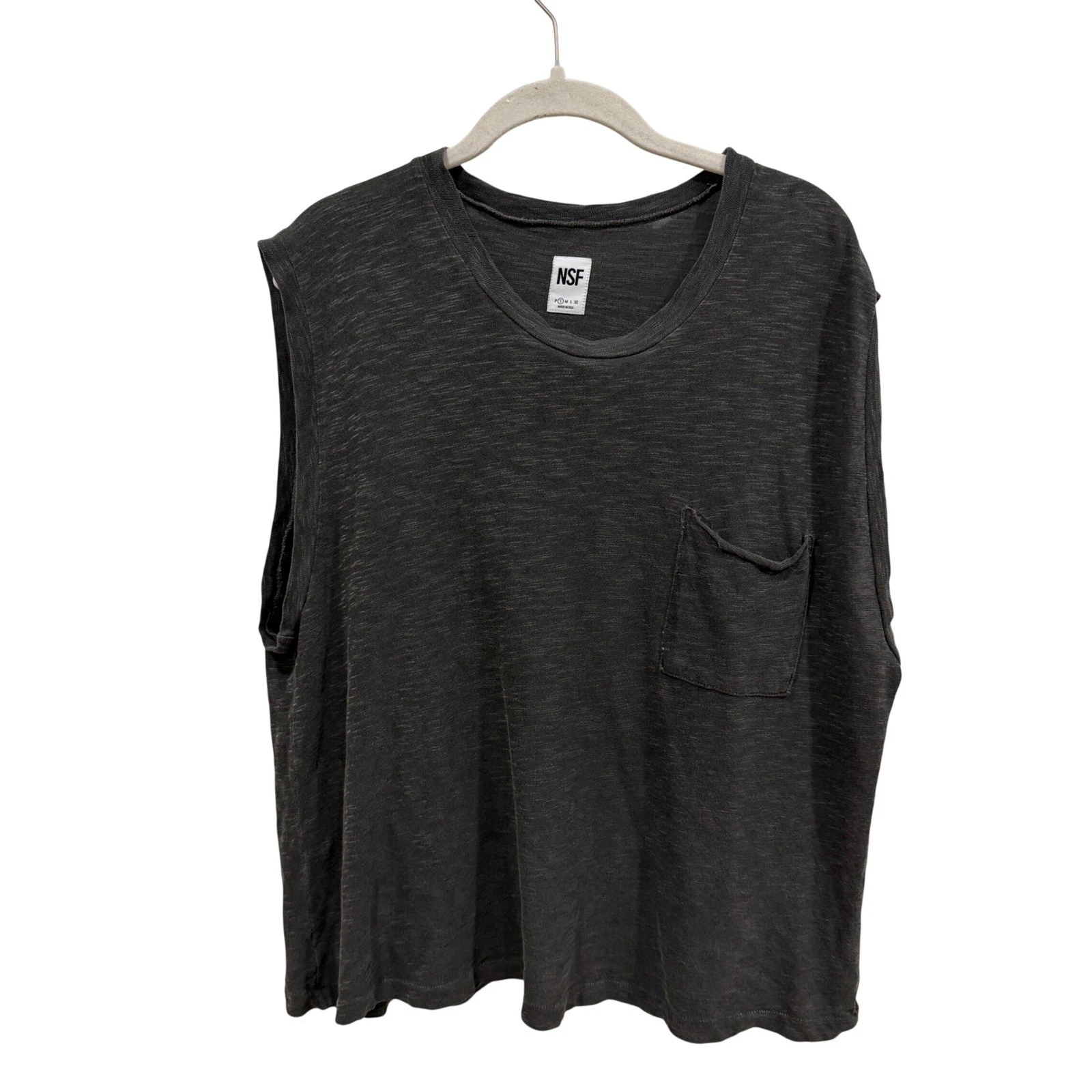 NSF Charcoal Grey Supima Cotton Slub Muscle Tee Tank Top Small Made in USA