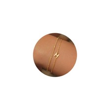 Gold Initial Bracelets for Women Jewelry Gifts -18K Real Gold Plated Layered Ini