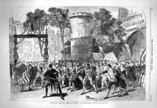 Original Old Antique Print 1863 Scene Opera Faust Majesty Theatre Actors 19th