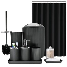 Black Bathroom Accessories Set, 10Pcs Bathroom Accessory Sets Complete with T...