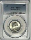 1934 MEDIUM MOTTO WASHINGTON QUARTER PCGS MS 65