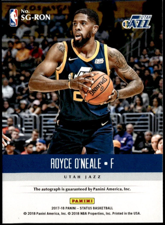 2017-18 Panini Status #SG-RON Royce O'Neale Signatures Auto E1 - Image 2 of 2
