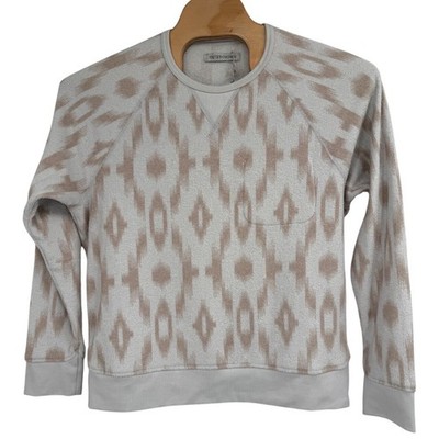 OUTERKNOWN Hightide Crew Sweatshirt White Tan Terry Cloth Women's NWOT XL Flaw