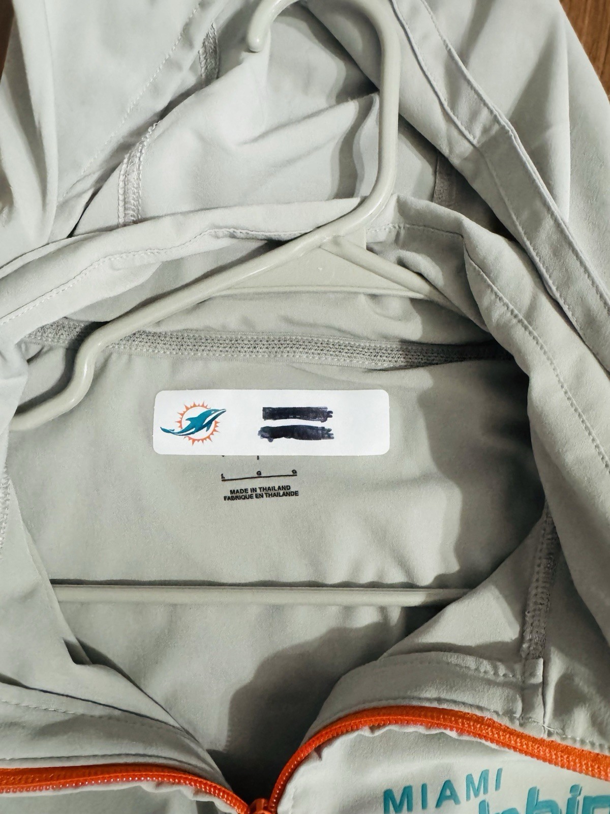 Men’s Nike Gray Miami Dolphins 2024 Short Sleeve Hoodie Sideline Coach Jacket Lg thumbnail 7