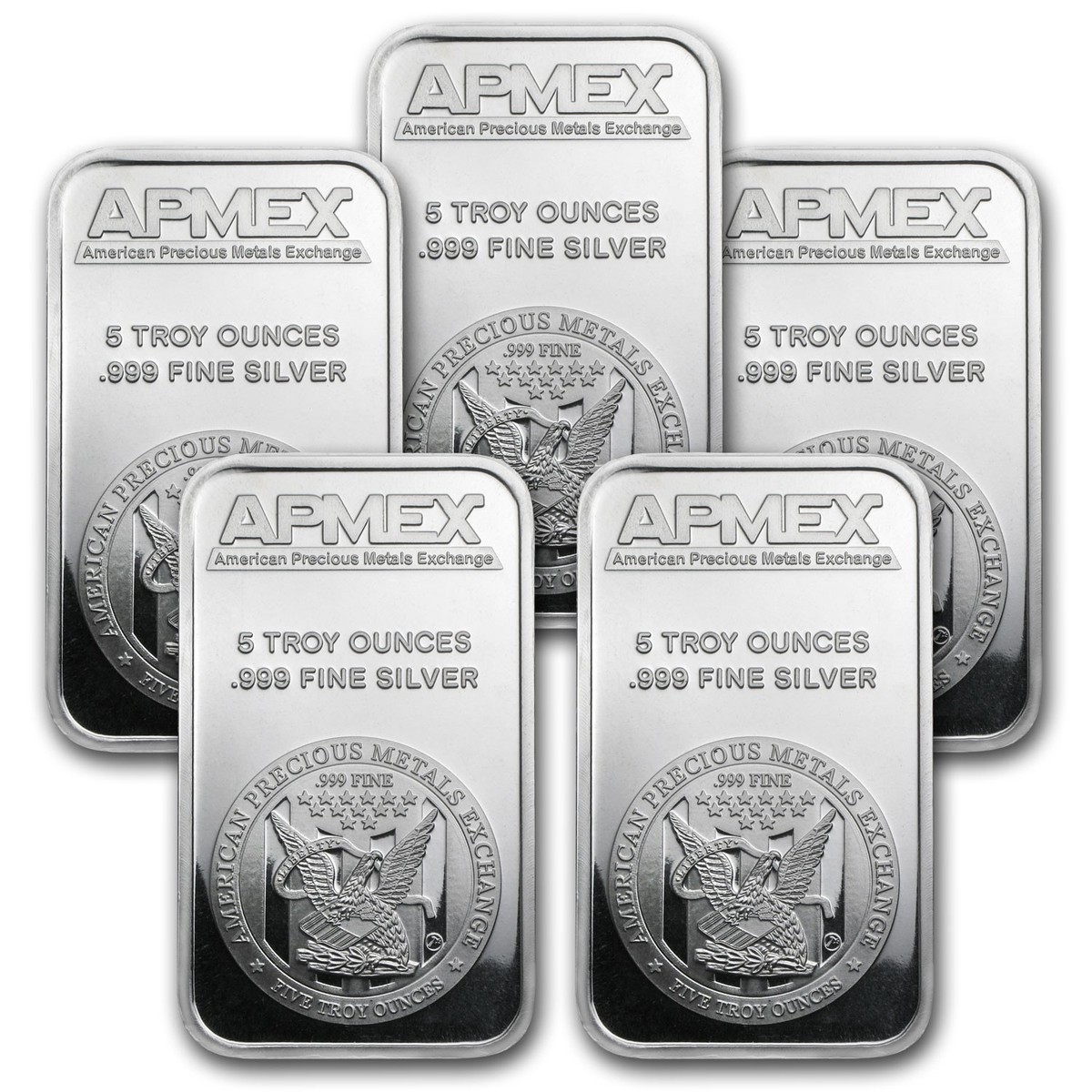 5 oz Silver Bar - APMEX (Lot of 5) | eBay