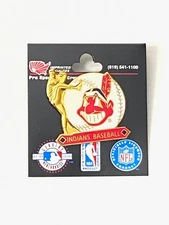 Cleveland Indians Vintage MLB Late '90s Pitcher/Ball/Chief Lapel Pin