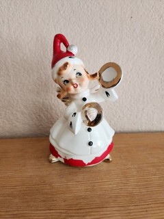 Vintage Ucagco Christmas Angel Bell Musical Cymbals Figurine Japan 1950s RARE