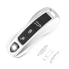 QBUC for Porsche Key Fob Cover, 3-Piece Painted Key Shell Compatible with white