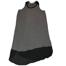 Simply Vera Wang Black Striped Midi Asymmetric Hem Sleeveless Flowy Dress