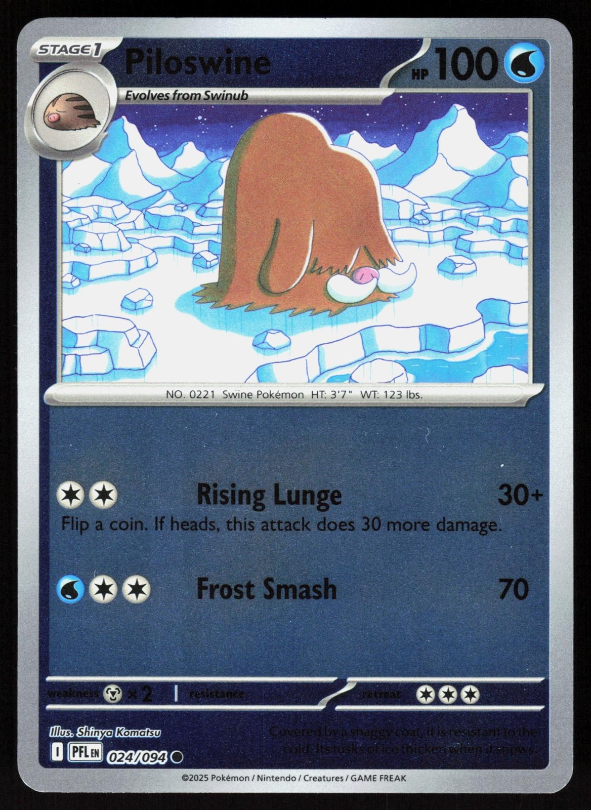Piloswine 024/094 Common Phantasmal Flames Pokemon Reverse Holo NM