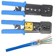 All-in-One Crimper for Pass-Through/EZ/Legacy RJ11/RJ12/RJ45 connectors Pro...