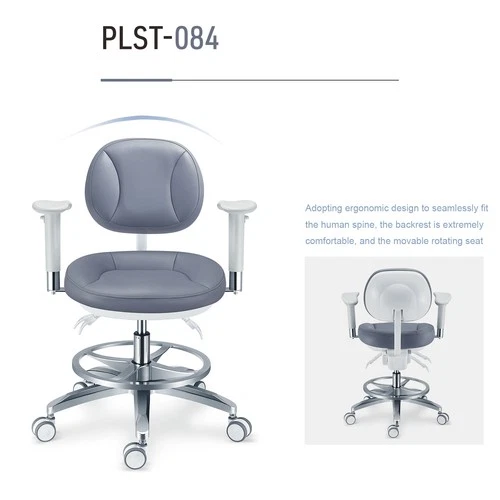 Adjustable Microfiber Leather Microscope Rotated Doctor Chair + Armrest PLST-084 - Picture 1 of 14
