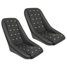 Roadster Style Seats Black Vinyl With Metal Grommets Pair Dunebuggy Vw