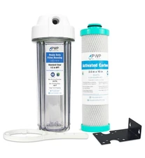 RV Water Filter System with Activated Carbon Filter 2.5X10" 1/2" NPT Ports
