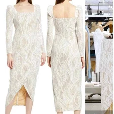 Saylor Phillipa Long Sleeve Lace Midi Cocktail Dress size Large