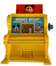 Disney Mickey Mouse Jack in the Box Piano Wind up 1973 Works Nice 