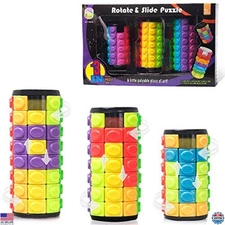R.Y.TOYS Rotate & Slide Puzzle - Fidget Toy, 8 Colors, 6-8 Layers, Brain Teaser