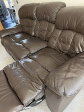 Leather Sofa 3-Seater Brown Tan