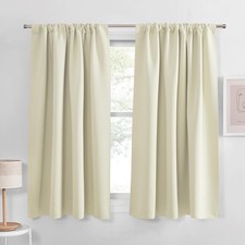 PONY DANCE Beige Room Darkening Curtains 42x63" Rod Pocket Thermal Insulated