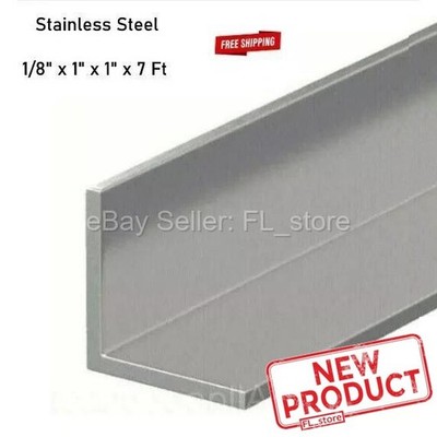 Stainless Steel Angle Iron 1/8'' x 1'' x 7 Ft 90 Degree Hot Rolled 304 Mill Finish